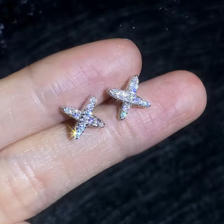 Silver Pavé Crystal Crisscross X Stud Earrings