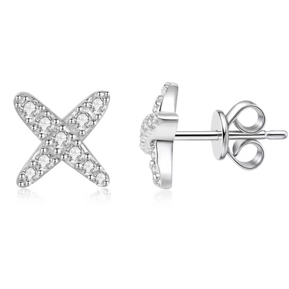 Silver Pavé Crystal Crisscross X Stud Earrings