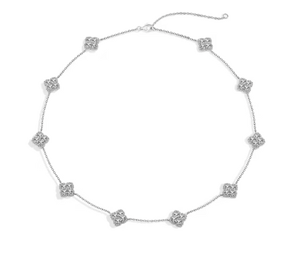 Silver Clover Station Choker Necklace