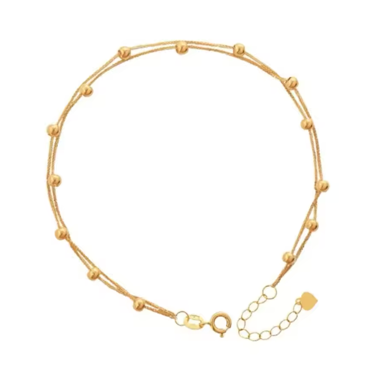 Gold Double-Strand Bead Station Bracelet