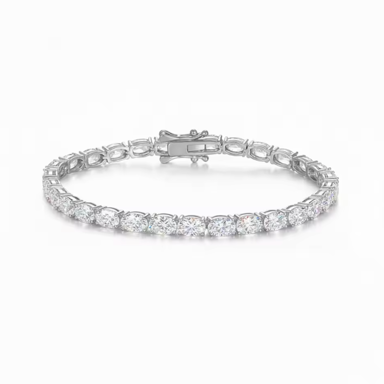 Silver Oval-Cut Tennis Bracelet