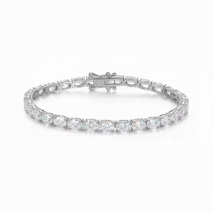 Silver Oval-Cut Tennis Bracelet