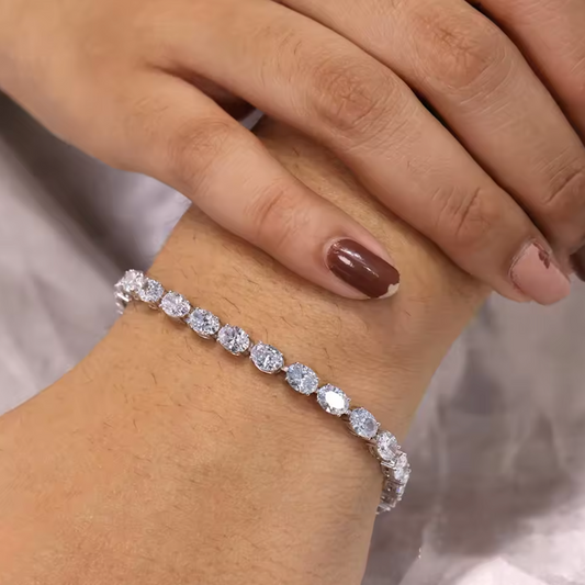 Silver Oval-Cut Tennis Bracelet