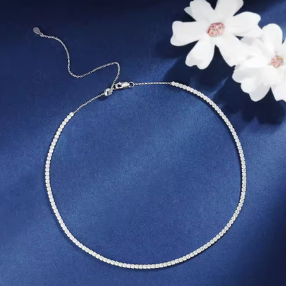 Silver Fine Tennis Choker Necklace
