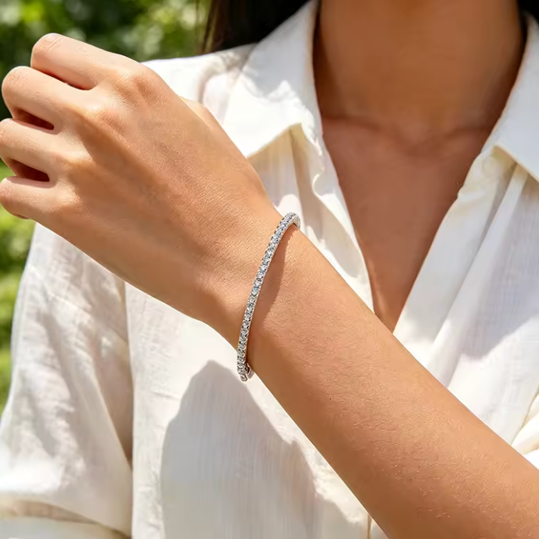 Silver Pavé Bangle Bracelet